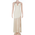 Spring Sexy Beads Decorative Mesh Splicing Sling Dress