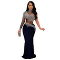 Sexy Rhinestone Mesh Slim Fit Dress Nightclub