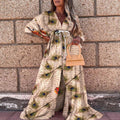 Women Clothing Spring Summer Casual Vacation V neck Printed Dress