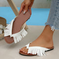 Retro Tassel Flip Flops Flat Slippers Women Outer Wear Flat Heel Flip Flops Lightweight Beach Sandals