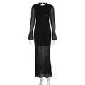 Women Clothing round Neck Lace See through Sexy Backless Slim Fit Dress