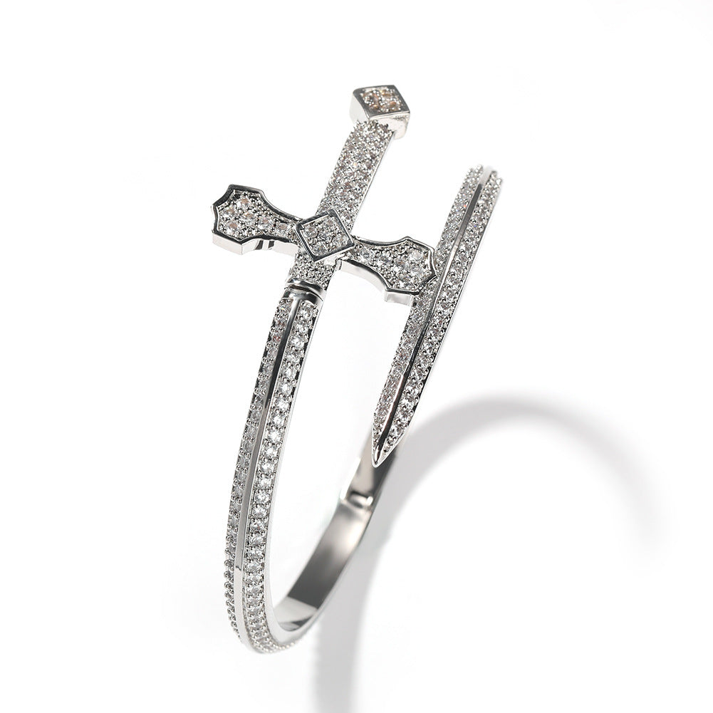 Hip-hop full-diamond justice sword bracelet inlaid with zircon