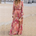 Summer Women Dress Bottoming Dress Sexy Collar Lace Printing Waist Controlled Large Hem Dress