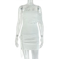 Women Clothing Micro Transparent Splicing Package Hip Dress One Shoulder Tube Top Asymmetric Dress