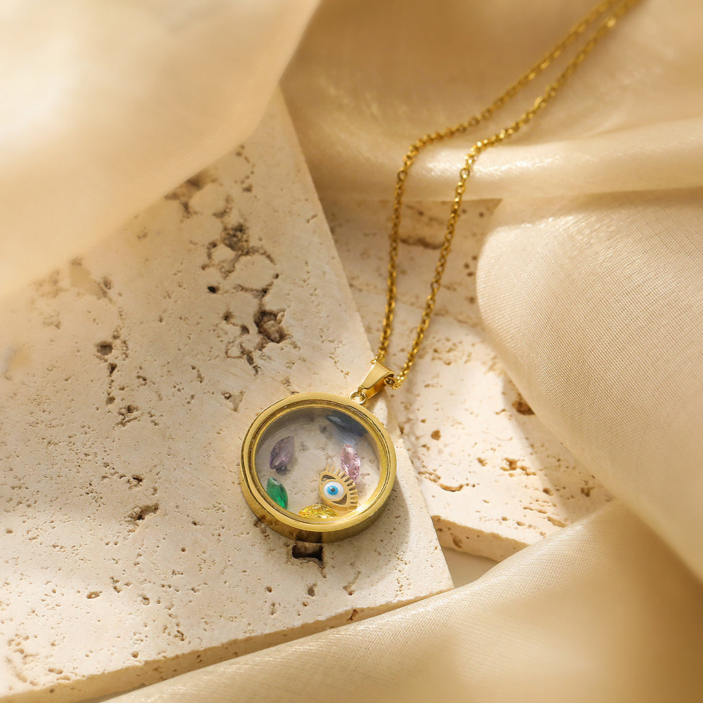 Devil's Eye Geometric Pendant Necklace