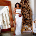 Women Clothing Summer Sexy Backless Slim Fit Feather Edge Lace up Dress