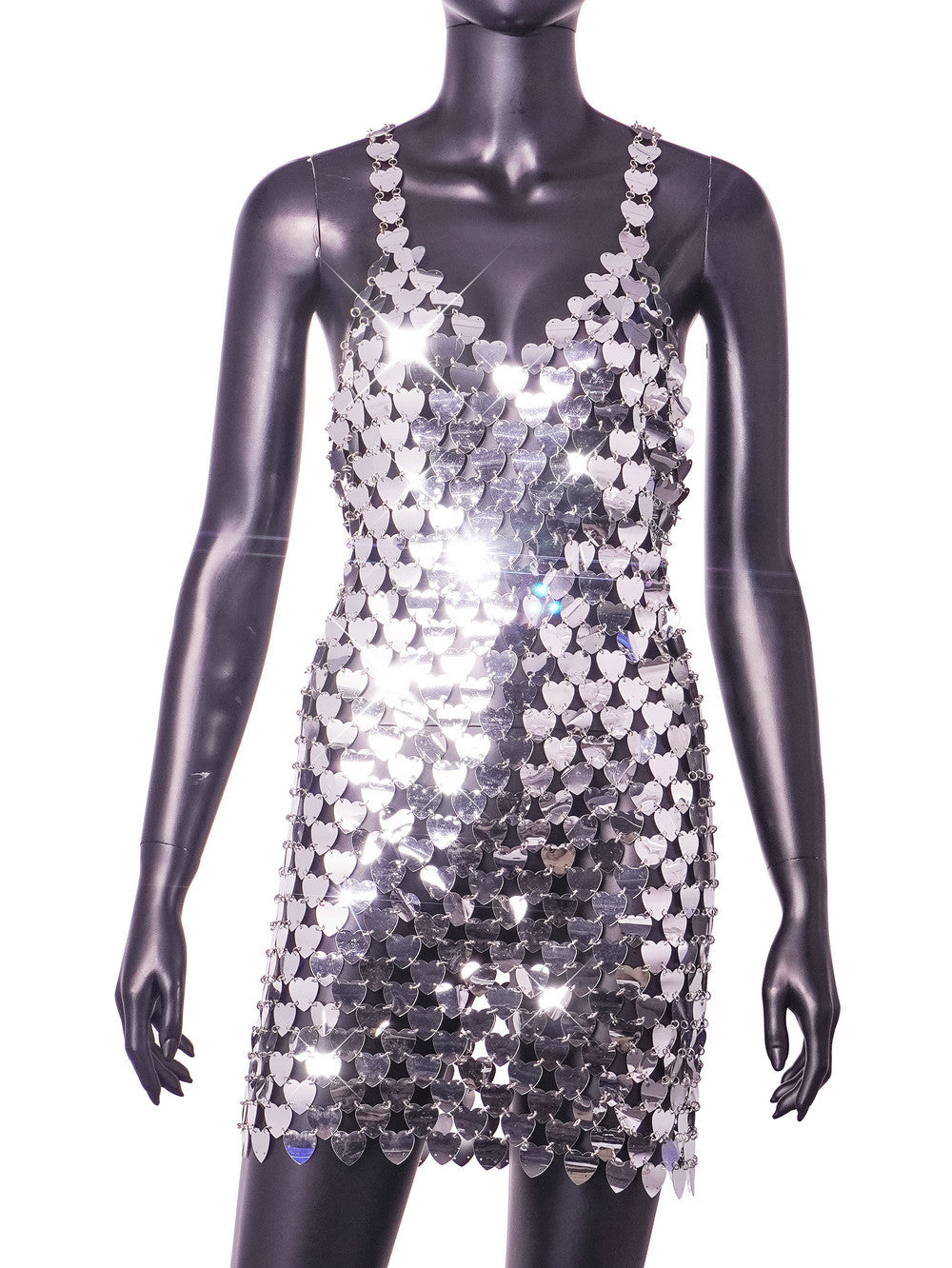 Metal Sequ Stitching Hip Love Shape Print Dress Women Stage Costume