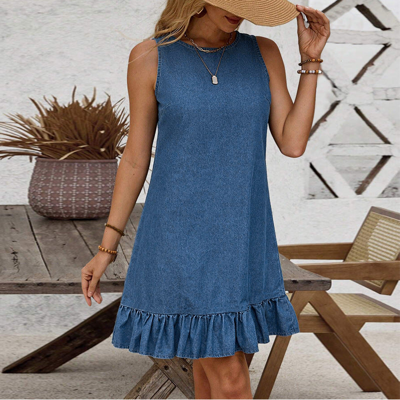 Women Clothing Summer Sleeveless Denim Dress
