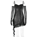 Women Clothing Mesh Silver Strap Tube Top Dress Sexy Sexy Backless Hip Dress