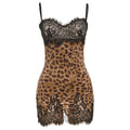 Summer Women Clothing Sexy Leopard Print Slim Fit Backless Lace Splicing Sling Dress