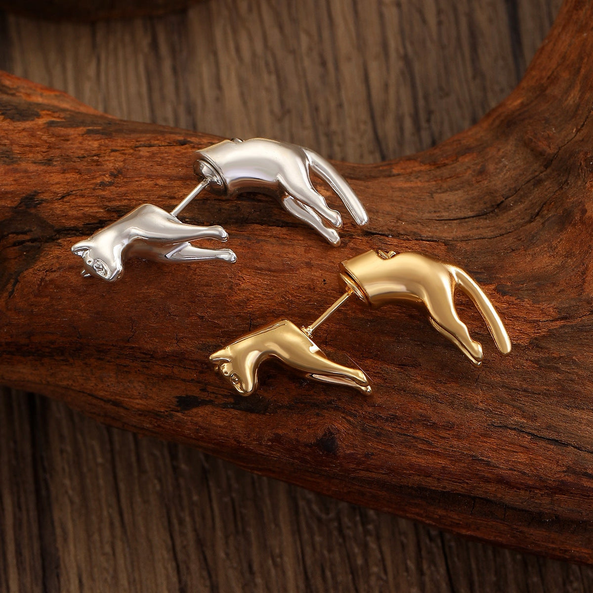 Personality Office Cute Cat Stud Earrings Women 3D Niche Animal Cat Detachable Earrings