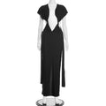 Women Clothing Spring Solid Color Sexy Pleated Hollow Out Cutout Backless Sleeveless Ribbon Maxi Dress