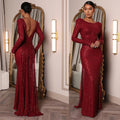 Spring Women Clothing Sexy Backless Long Sleeves Slim Fit Slit Cocktail Formal Maxi Dress