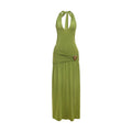 Women Clothing Summer Sexy Halter Strap Backless Slim Fit Fold Split Dress