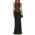 Sexy Dinner Dress Sleeveless High Waist Slim Slimming Lace Maxi Dress