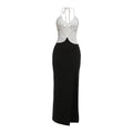 Spring Women Clothing Sexy Contrast Color Slim Fit V neck Halter Tight Waist Sheath Dress