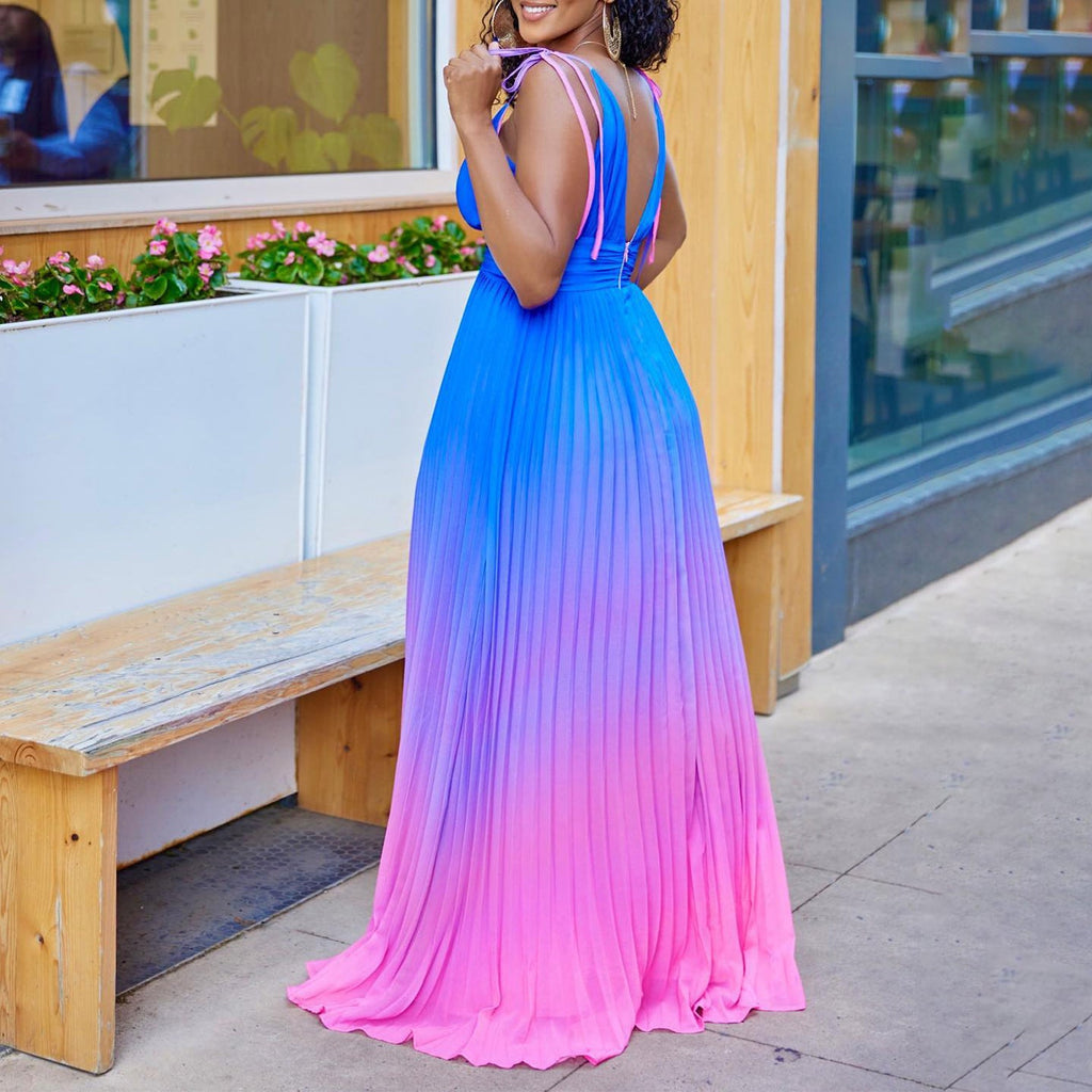 Women Clothing Deep V Plunge Neck Sexy Pleated Spaghetti Straps Corset Dress
