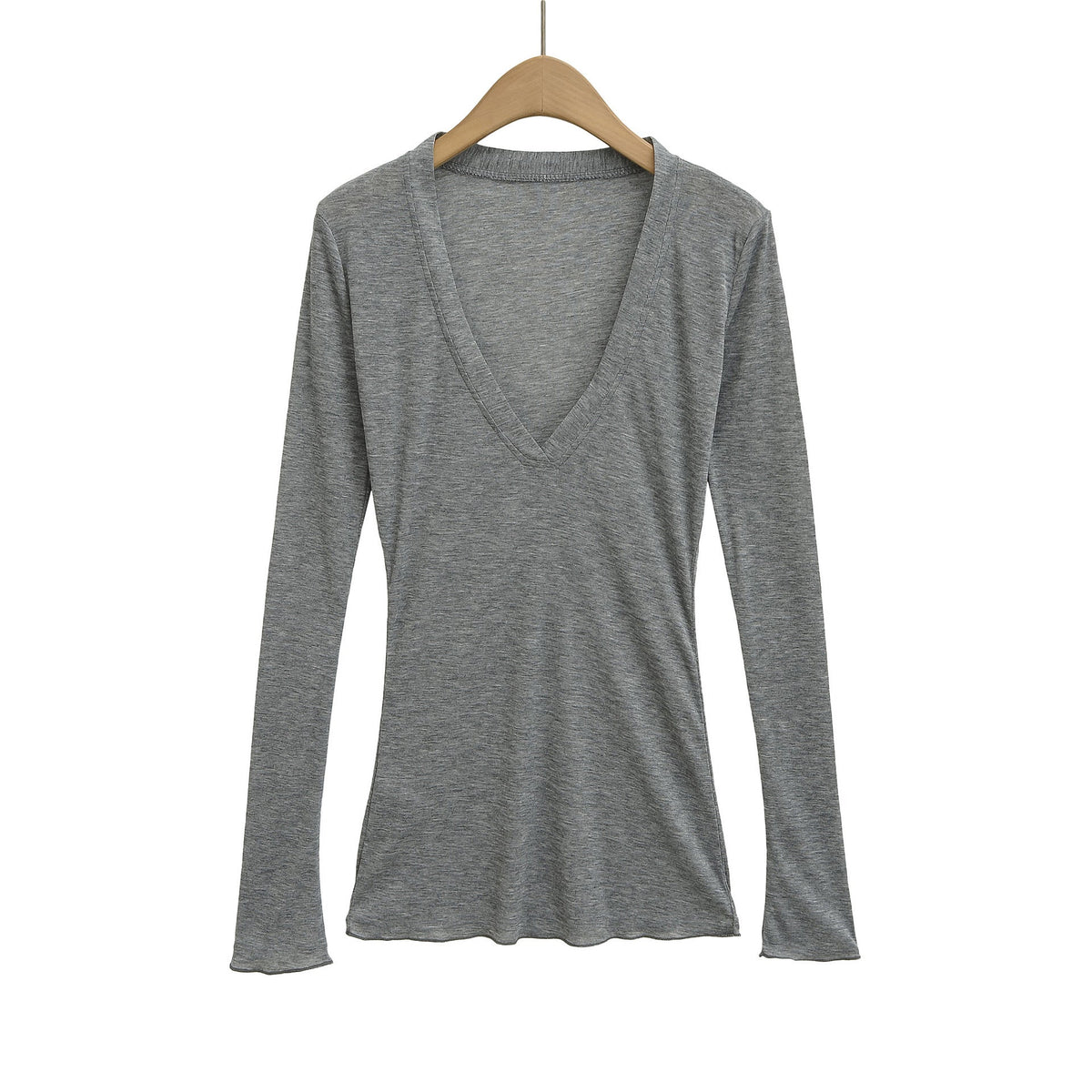 Deep V Neck Sheer T-Shirt black