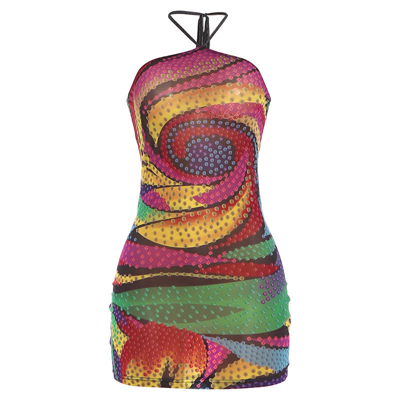 Summer Women Clothing Special Multicolor Halter Sexy Skinny Hip Dress