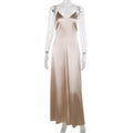 Fall Maxi Dress Socialite Sexy V neck Backless Satin Strap Dress