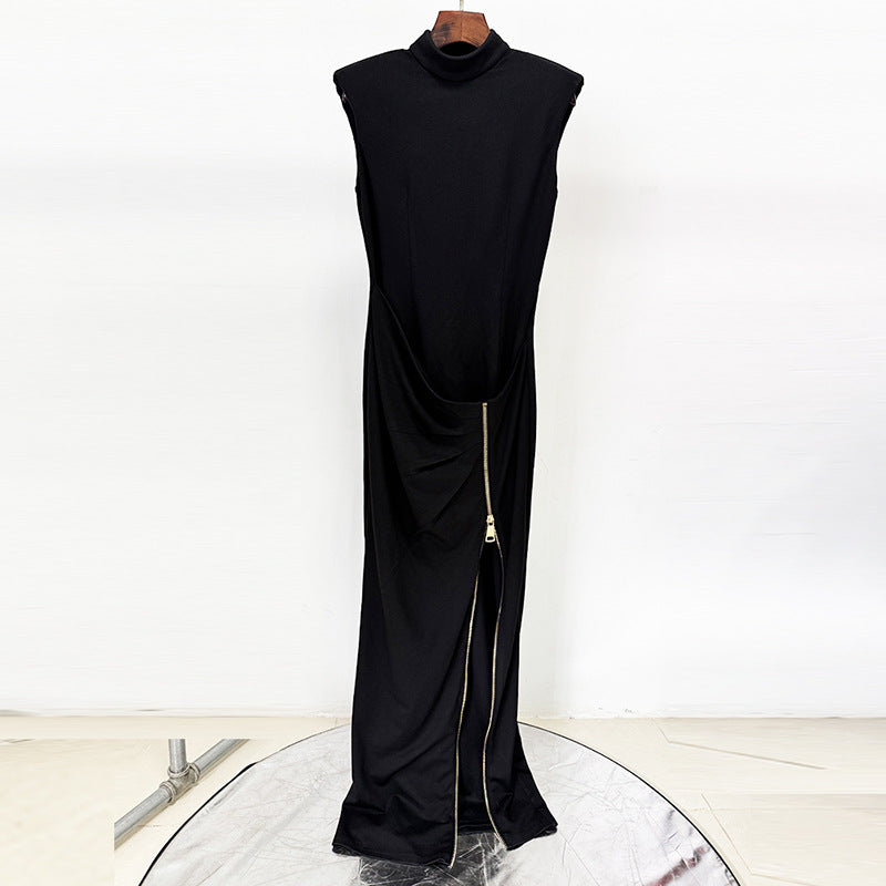 Sleeveless Zipper Split Stretch Maxi Dress Maxi Dress Gown