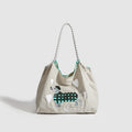 Large Capacity hobo bag with Embroidered Dog pattern, Shoulder bag Nylon, Shoulder shoulder Bag, Commuter hobo Bag Female