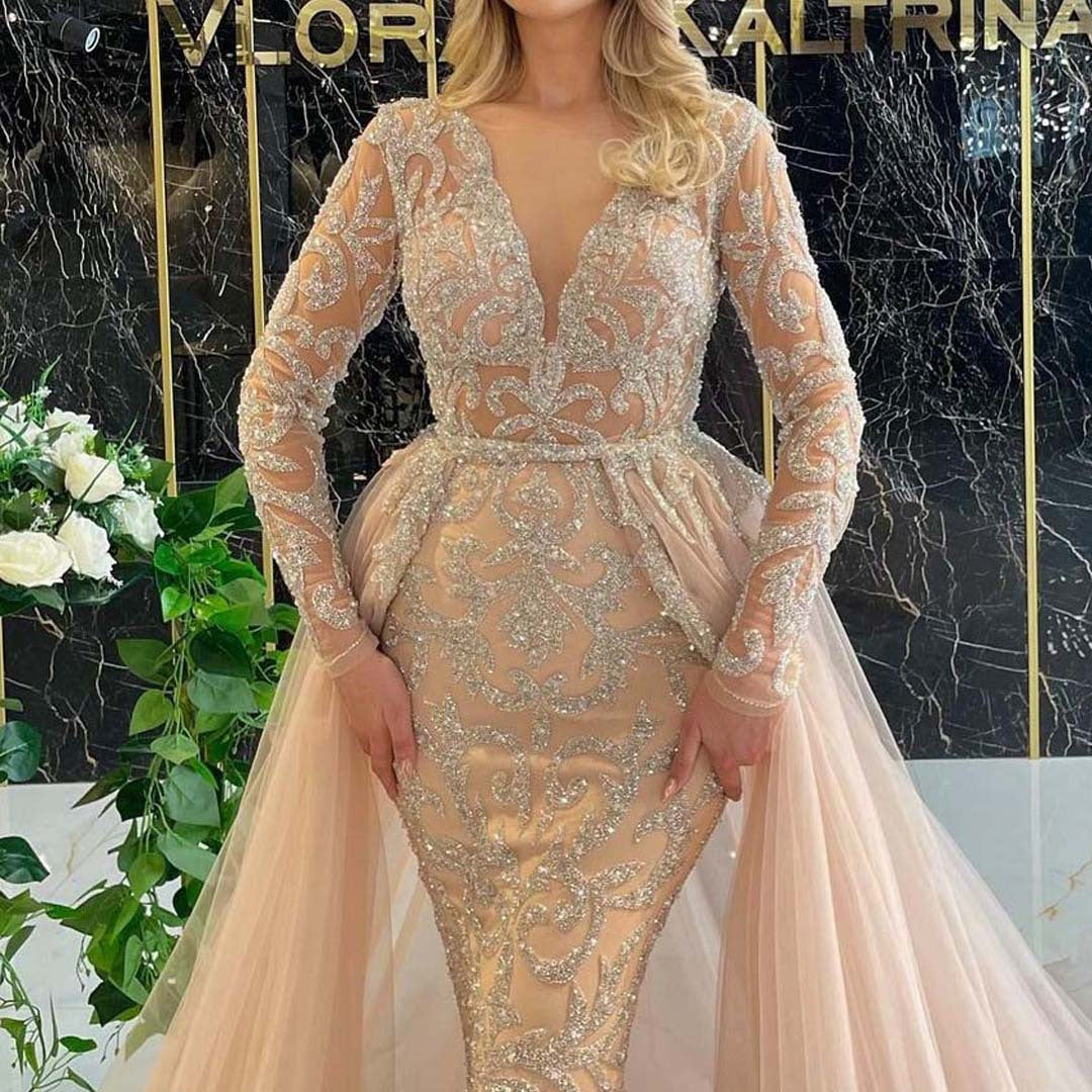Women Clothing Dress Elegant Trailing French Simplicity Gold Court Gauzy Gown
