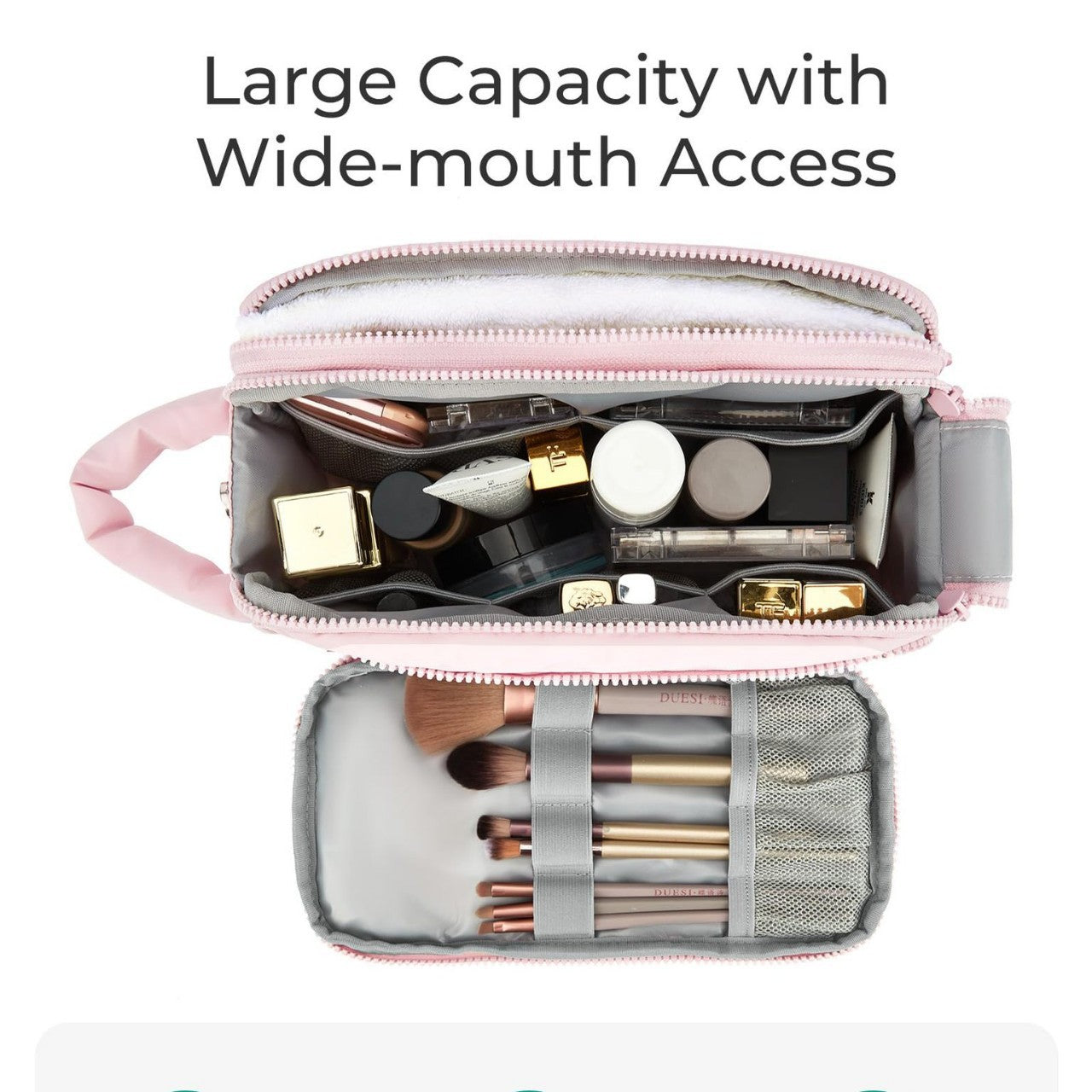 Portable Travel Toilet Bag – Compact Cosmetic Bag for Makeup Storage, Travel Makeup Bag with Organizers, Durable Cosmetic Storage Bag for On-the-Go Beauty Needs