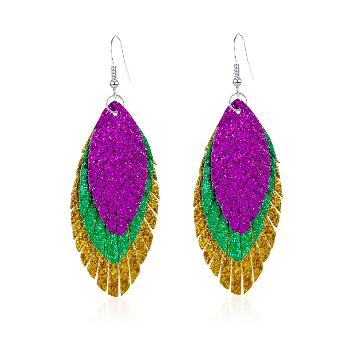 Bohemian Geometric Drop Earrings - Lightweight Feather, Leaf & Multi-Color Fringe Triple Tassel Dangles