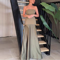 Summer Sexy Tube Top Satin Sleeveless Stitching Solid Color Dress
