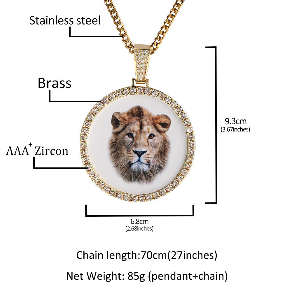 Hip Hop XL large round DIY pendant necklace