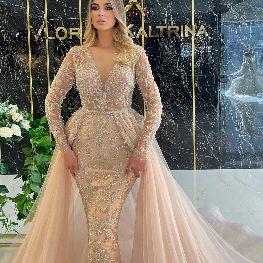 Women Clothing Dress Elegant Trailing French Simplicity Gold Court Gauzy Gown