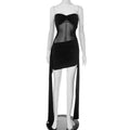 Women Clothing Summer Elegant Ribbon Mesh Stitching Dress Women