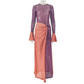 Summer Slim Fit Women Clothing Lightweight Slightly Transparent Sheath Asymmetric Dress round Neck Pleated Long Sleeve Dress