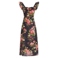 Slim and sexy side split waist mid-length dress, French retro square collar Print Chiffon Dress