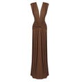Sexy Brown Twisted Pleated Sleeveless Deep V Plunge Women Clothing Hip Dress