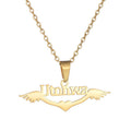 Personalized name necklace wings love pendant clavicle chain