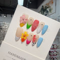 Almond HandmadePress on Nails Spice Girl Carved Patch Wearable Nails
