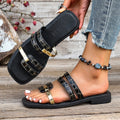 Plus Size Color Matching Flat Slippers Women All Match Square Head Solid Color Outerwear Beach Slippers