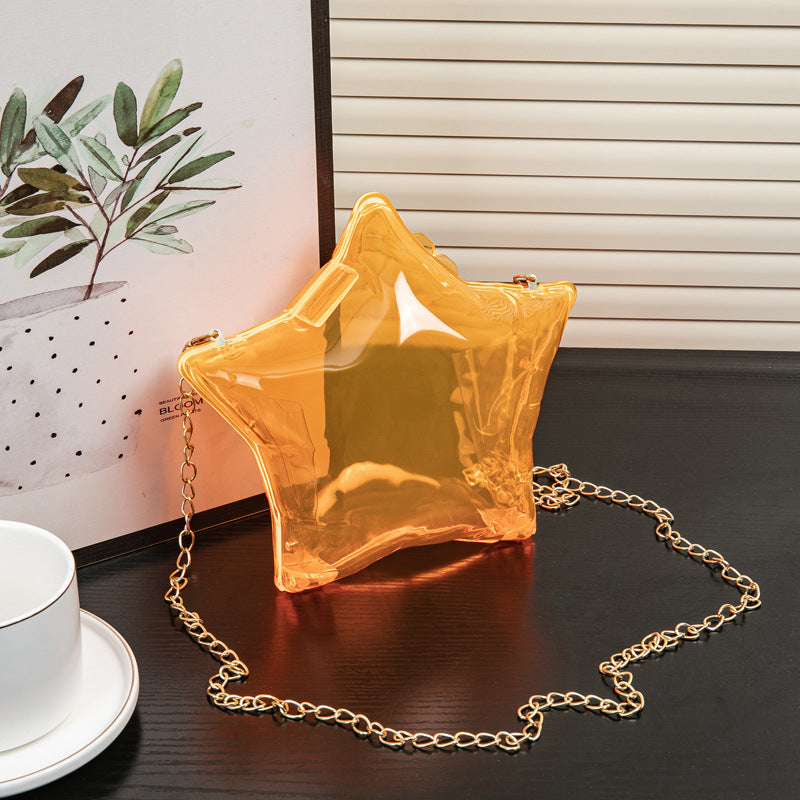 Silver Pentagram Chain evening Bag, Acrylic Mini Change, Key Lipstick Purse, Crossbody Prom Bag, Party Purse, Prom Bags Clutch, Wedding Purse