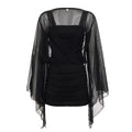 Black Mesh Yarn False Two Pieces Irregular Asymmetric Dress Women Sexy Lace Package Hip Dress