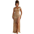 Rhinestone Sleeveless Split Formal Dress Women Dress