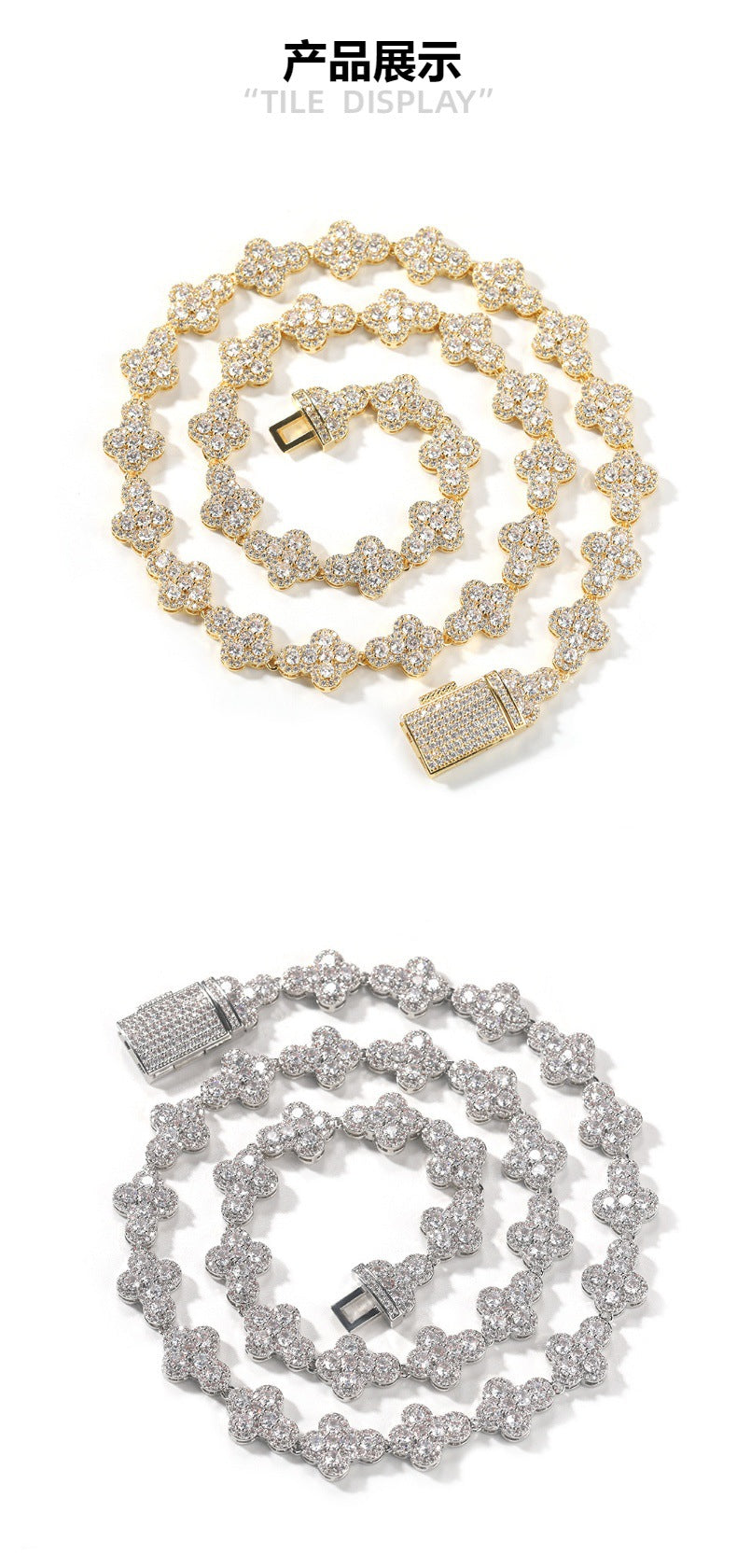 mens gold cross moissanite chain necklace