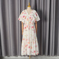 French Pastoral Dress Deep V Plunge neck Puff Sleeve High Waist A line Large Printed Maxi Dress