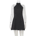 Elegant French Halter Backless Slim Fit Polka Dot Printed Sexy Sexy A line Dress