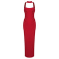 Summer Women Clothing Side Slit Bandage Elastic Long Tube Top Tight Halter Dress