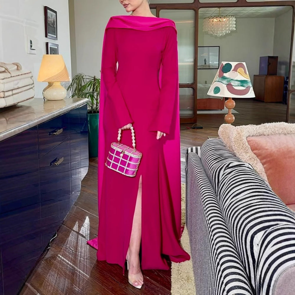 Women Clothing Spring Sexy Sheath Shawl Ribbon Evening Dress