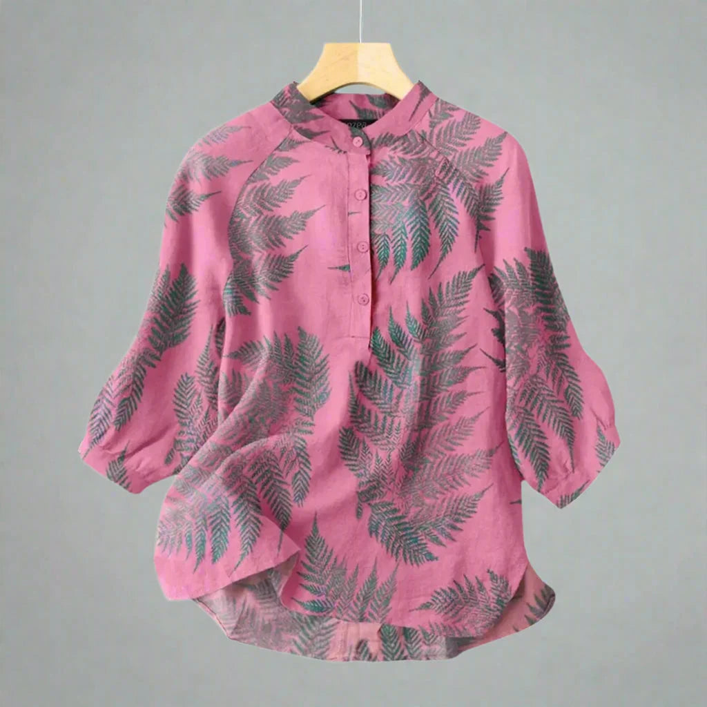 Vintage Cotton-Linen Button Down Blouse