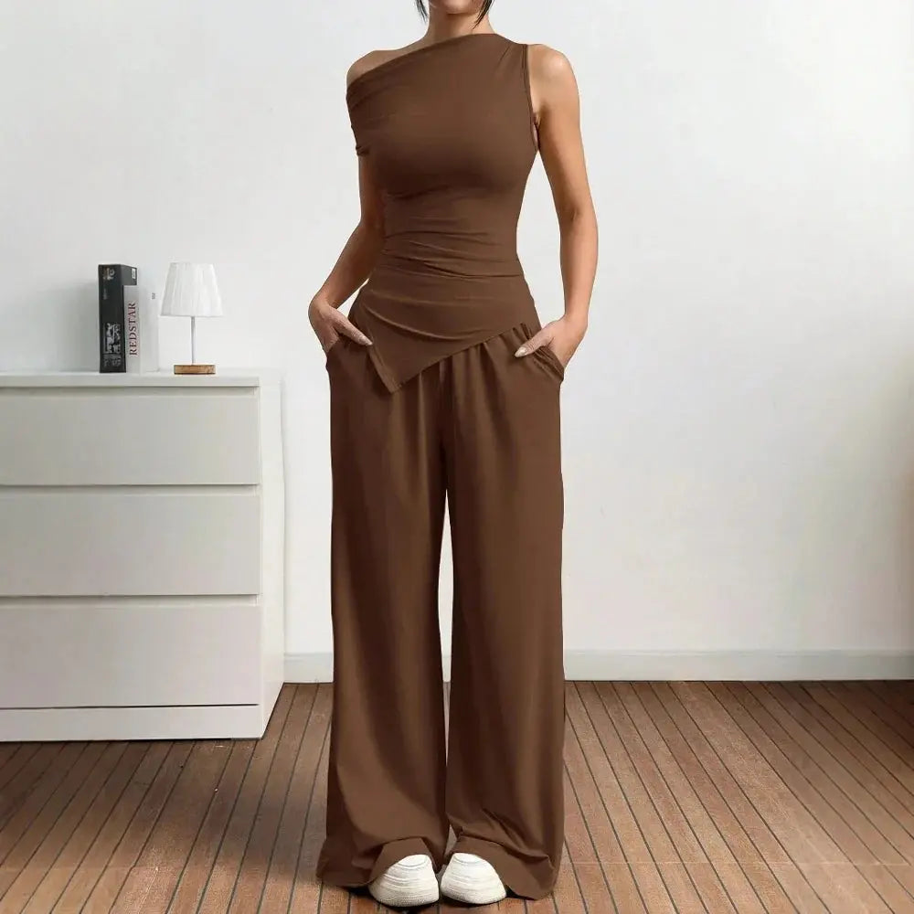 Women's Two-Piece Asymmetrical Summer Outfit