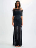 Backless Mesh Bodycon Long Dress